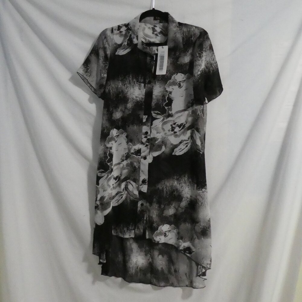LAVENA FASHION | small | Sheer Button-Up Floral Front Long Shirt Dress | NWT